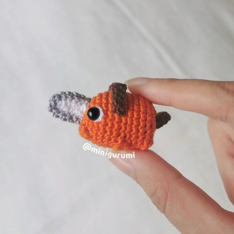 Tanya🧚🏻 on Instagram: "Tiny pochita is so adorable I wanna eat himm. This was a pattern test for @eweknitss I love how mini he came out! . . . . . . . . . #crochetersofinstagram #minigurumi #crochetpattern #amigurumi #crochetaddict #chainsawman #pochita #amigurumipattern #amigurumiaddict #craftsastherapy" Crochet Pochita Pattern, Pochita Crochet Pattern Free, Pochita Crochet Pattern, Tiny Crochet Patterns, Pochita Keychain, Pochita Crochet, Tiny Amigurumi Free Pattern, Tiny Crochet Projects, Mini Amigurumi Pattern