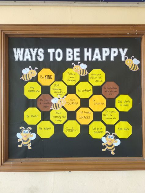 Ruok Day Activities, Bee Healthy Bulletin Board, Boards Decoration Ideas, Bee Kind Bulletin Board, Bee Theme Bulletin Board, Bee Bulletin Boards, Bee Classroom Decor, Middle School Bulletin Boards, Soft Board Decoration