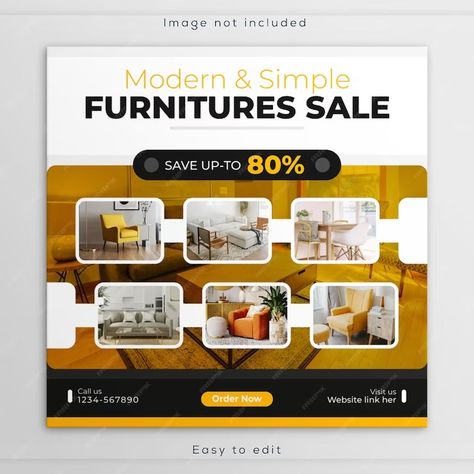 Premium PSD | Modern interior product furniture sale social media banner instagram facebook post template design Furniture Design Template, Furniture Banner Design, Furniture Banner, Layout Reference, Post Template Design, Flex Banner Design, Retail Space Design, Birthday Post, Facebook Post Template