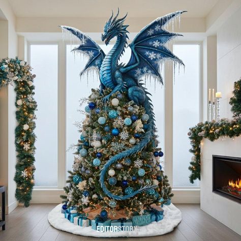 Dragon Christmas Trees | Enchanting Designs for a Legendary Celebration Dragon Christmas Tree, Dragon Christmas, Xmas Decorations Diy, Christmas Dragon, Dragon Tree, Ice Dragon, Inspiration Painting, Unique Centerpieces, Traditional Christmas Tree