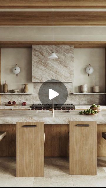 Natalia | Custom Home Build Design Inspo+Luxury Dupes for Less on Instagram: "Let’s take a moment and admire this beautiful kitchen by @noasantos featuring Tajmahal Quartzite and wood cabinets ❤️  A few reasons why Tajmahal caught my eye as a countertop option :   ➡️ Elegance: It resembles the luxurious look of marble with a creamy background and subtle veining, adding an elegant touch to any space. 	➡️Durability: Quartzite is known for its durability and resistance to scratches and heat, making it suitable for high-traffic areas like kitchens. Let’s face it - three kids at home and a bunch of friends coming to visit them- this mama needed a low maintenance option ❤️ 	➡️Unique Patterns: Each slab of Taj Mahal quartzite is unique, offering distinct patterns and veining that contribute to a Kitchen With Taj Mahal Countertops, Taj Mahal Quartzite Countertops With Travertine Floors, Taj Mahal Quartzite Fireplace, Kitchen Taj Mahal Quartzite, Tahitian Cream Quartzite Countertops, Taj Mahal Kitchen Countertops, Taj Mahal Quartzite Countertops Kitchen, Tan Mahal Quartzite Kitchen, Taj Mahal Quartzite Countertops With Backsplash