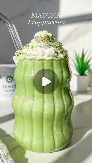 Matcha Frappuccino Recipe, Matcha Frappuccino, Sweet Matcha, Matcha Lover, Matcha Recipes, Frappuccino Recipe, Ceremonial Grade Matcha, Vanilla Syrup, Get Lucky