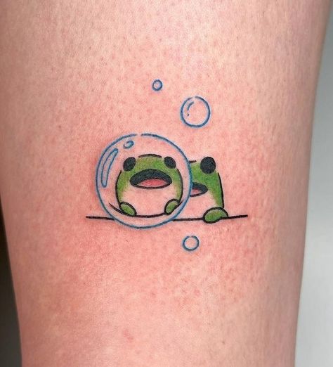 50s Cartoon Tattoo, Cute Tiny Frog Drawing, Morpeko Tattoo, Really Cool Tattoo Ideas, Cute Frogs Tattoo, Funny Bunny Tattoo, Kawaii Frog Tattoo, Simple Kawaii Tattoo, Lineart Tattoo Ideas