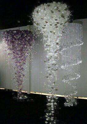 Purple Decorations, Idee Babyshower, Diy Chandelier, Beautiful Chandelier, Beautiful Lighting, Chandelier Lamp, Unique Lighting, High Ceiling, Crystal Chandelier