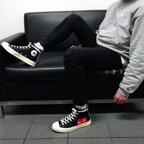 Cdg Converse Outfit Men, Cdg Converse Outfit, Converse Outfit Men, Converse Cdg, Jean Shirt Men, Cdg Converse, Urban Fashion Girls, Swag Christmas, 90s Urban Fashion