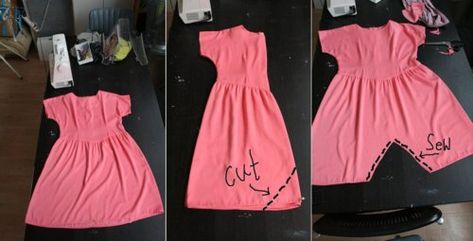 diyprojects: I would love to credit this little bit of brilliance if anyone can help? Diy Romper From Dress, Diy Jumper, Dress To Romper, Diy Romper, Diy Vetement, Kleidung Diy, Ropa Diy, Diy Sewing Clothes, Refashion Clothes