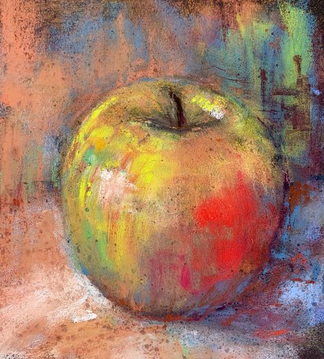 Still Life In Soft Pastels, Nupastel Art, Crayons Pastel, Soft Pastels Drawing, Tree Watercolor Painting, Soft Pastel Art, Apple Painting, Oil Pastels Painting, Pastel Sec