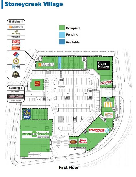 Stoneycreek Village shopping plan Strip Mall Floor Plan Layout, Shopping Center Plan, Shopping Center Architecture, Parking Plan, Commercial Building Plans, Fuel Station, Store Plan, Modern Restaurant Design, Shopping Mall Architecture