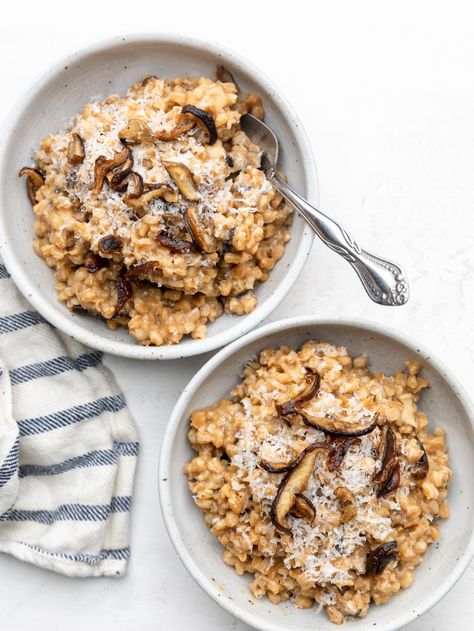 Mushroom Farro, Farro Risotto, Dried Tofu, Vegan Risotto, Plant Based Gluten Free, Fresh Meal, Mushroom Varieties, Refined Sugar Free Recipes, Tofu Salad