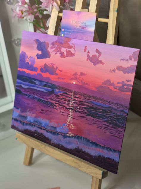 Pink Sunset Painting Acrylic, Pink Sunset Painting, R Aesthetic, Pink Aesthetic Art, Flowers Sunset, Sunset Canvas Painting, Sunset Painting Acrylic, Sea Flowers, Summer Playlist