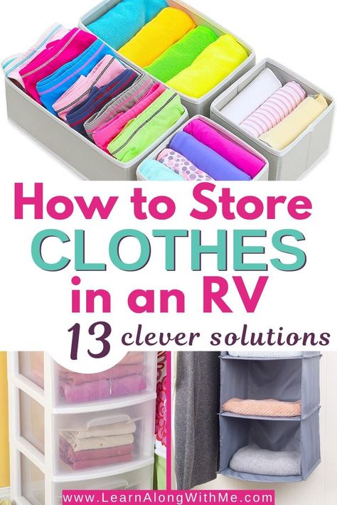 Organizing An Rv, Rv Bedroom Organization, Rv Clothing Storage Ideas, Rv Closet Organization, Camping Storage Ideas, Rv Organization Ideas, Rv Roadtrip, Camper Storage Ideas Travel Trailers, Camper Organization Rv Living