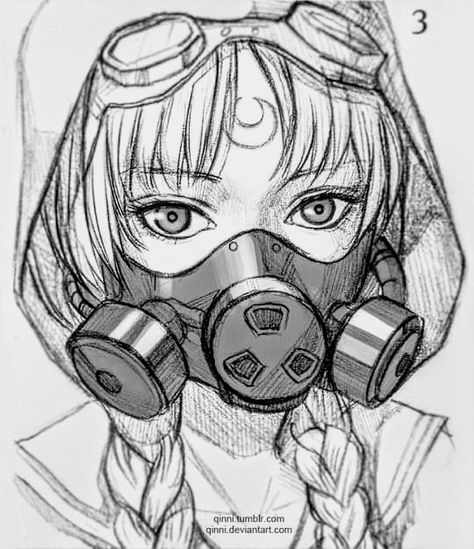 Goggles On Head Drawing, Face Mask Character Design, Gasmask Character Design, How To Draw A Mask, Gas Mask Drawing Reference, Wearing Mask Drawing, Goggles Drawing Reference, Gas Mask Oc, Gas Mask Character Design