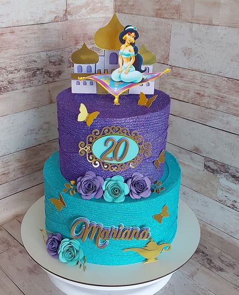 Jasmine Birthday Cake, Princess Jasmine Cake, Cinderella Birthday Cake, Snoopy Baby Shower, Jasmine Cake, Princess Jasmine Party, Aladdin Cake, Princess Jasmine Birthday Party, Princess Jasmine Birthday