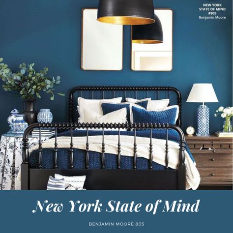 New York State of Mind - WBD Color of the Year - Walls By Design Remodel Garage, Spool Bed, Wallpaper Bathroom, Navy Wallpaper, Bedroom Paint Colors, Creative Furniture, Bedroom Paint, Remodel Bedroom, Ballard Designs