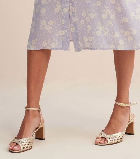 The Best French Girl–Inspired Gold Sandals to Buy Now | Who What Wear French Shoes, Art Deco Dress, Paris Girl, Sandals Outfit, French Girls, Gold Shoes, Gold Sandals, French Brands, Gold Heels