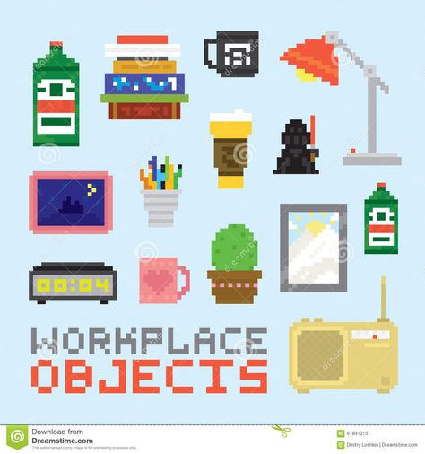 Pixel Art Isolated Office Tools Vector Set - Download From Over 43 Million High Quality Stock Photos, Images, Vectors. Sign up for FREE today. Image: 61891315 Office Tools, Pixel Characters, Pixel Art Tutorial, Money Games, Pixel Games, Game Illustration, Pixel Art Design, Art Desk, Art Office