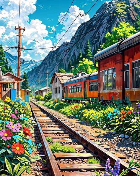 Beautiful railway station 🚉 🚃🚂 Follow @_lillygrace03 for more #animescenes #animewallpaper #backgroundpainting #animedrawing #animebackground #reelsanime #animereels #animereel Railway Station Drawing, Station Drawing, Lilly Grace, Artist Wallpaper, Stunning Wallpapers, Realistic Art, Railway Station, Anime Background, Art Sketchbook