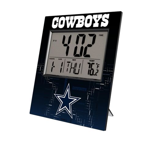 PRICES MAY VARY. Brand: Keyscaper Imported Display features day, time, month, date and temperature Officially licensed Material: 80% Plastic/20% Chipboard Show off your team spirit at all times with this team Quadtile Digital Desk Clock. Featuring the day of the week, month, date, time and temperature on its display, this Keyscaper clock has everything you need to know about your day all in one place. Best of all, the team graphics make it a great piece any fan would love to have in their home, Dallas Cowboys Gifts, Cowboy Love, Home Clock, Digital Wall Clock, Dallas Cowboys Fans, Table Clocks, Digital Clock, Desk Clock, Table Clock