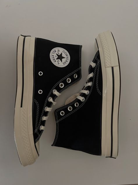 chuck 70 vintage canvas high tops in black Vintage Black Converse Sneakers, Converse Chuck 70 High Top Black, Black Converse Platform High-top Sneakers, Chuck 70 Vintage Canvas, Chuck 70 Converse, Converse Chuck Taylor 70s Black, Converse 70s, Black Cotton Converse High-top Sneakers, High Top Chucks