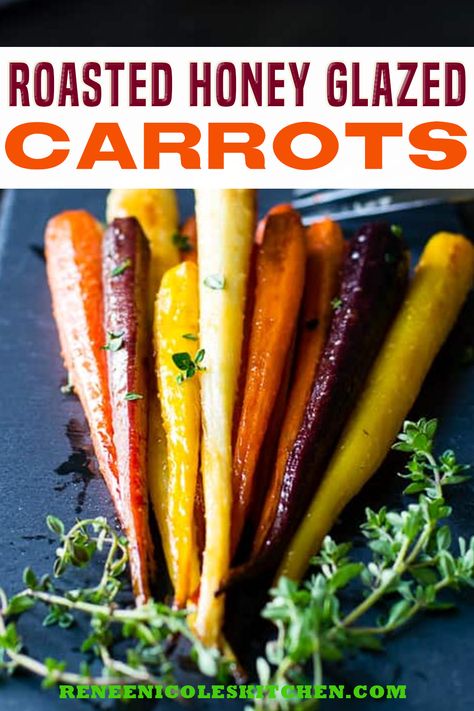 Honey Glazed Carrots Recipe, Carrots With Honey, Honey Glazed Roasted Carrots, Heirloom Carrots, Roasted Rainbow Carrots, Glazed Carrots Recipe, Veggie Side Dish Recipes, Flavorful Shrimp, Honey Glazed Carrots