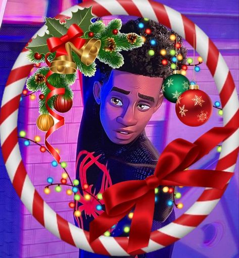 Miles Morales Christmas, Spiderman Spiderverse, Christmas Pfp, Miles Morales, Spiderman, Christmas