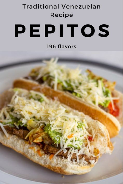 The pepito is the favorite sandwich of Venezuelan street food made with beef (or chicken) and toppings soaked in sauces. #Venezuela #VenezuelanCuisine #LatinAmerica #LatinAmericanCuisine #WorldCuisine #196flavors Authentic Venezuelan Recipes, Latin Street Food, Venezuela Recipes, Venezuelan Recipes, Fried Pork Tenderloin, Hot Snacks, Venezuelan Food, Latin American Recipes, Latin Recipes