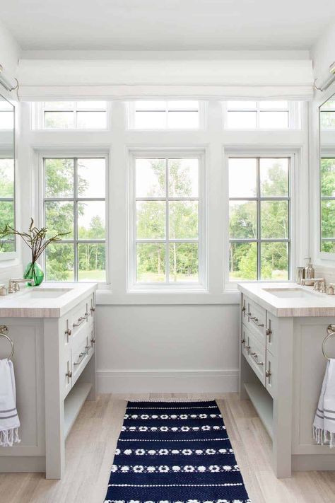 Country farmhouse provides fabulous getaway in Upstate New York Bathroom Design Master Baths, Mike Glover, Master Bath Window, Bathroom Design Master, Bathroom Master Bath, Separate Vanities, Bath Window, 1 Mill, Modern Home Decor Bedroom