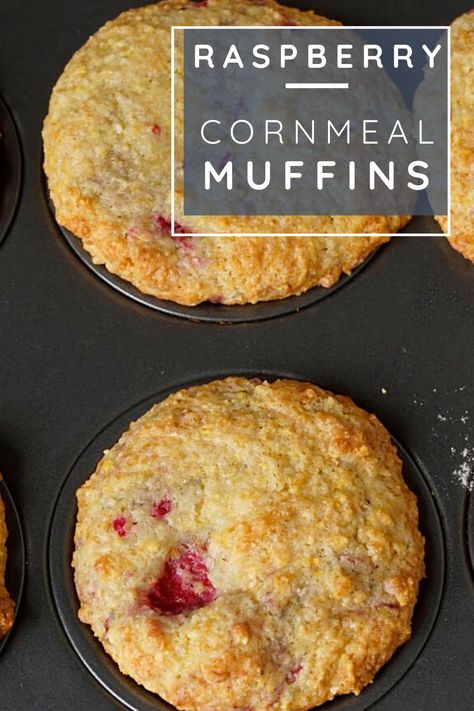 Raspberry Cornmeal Muffins Raspberry Corn Muffins, Cornmeal Muffins Recipe, Snack Muffins, Granola Muffins, Cornmeal Pancakes, Cornmeal Muffins, Pancake Dessert, Fruit Muffins, Breakfast Pastry