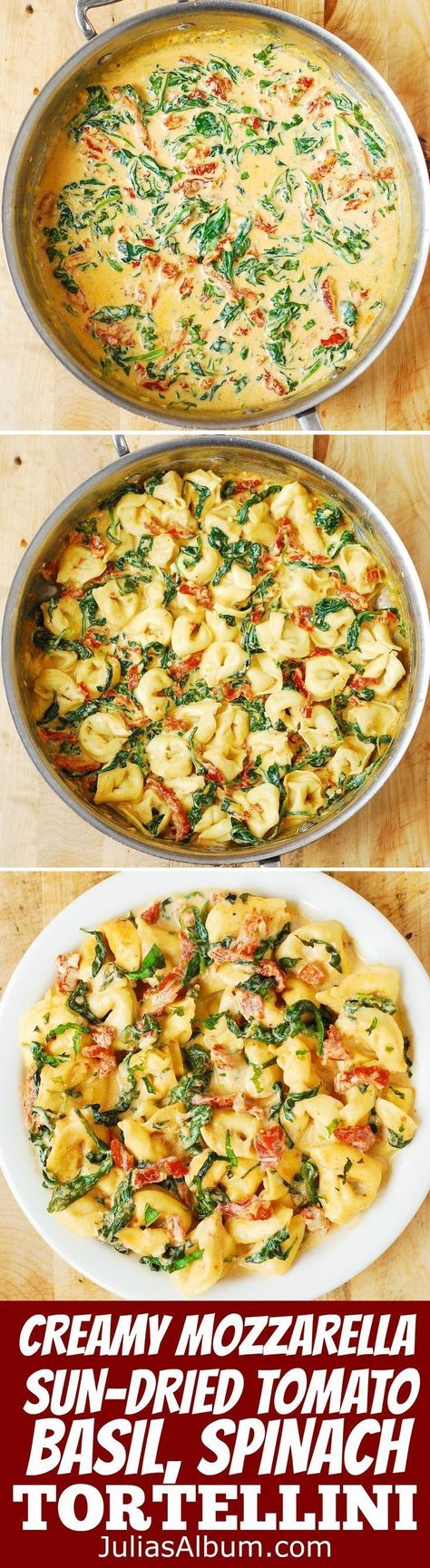 Mozzarella Cheese Sauce, Spinach Tortellini, Idee Pasto Sano, Tomato Basil, Cheese Sauce, Tortellini, Sun Dried, Mozzarella Cheese, Sun Dried Tomato