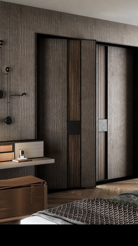 .. . C ..... Door Design Grooves, Hidden Door Cladding, Behance Door Design, Wood Panel Texture Door Wall, Handleless Wardrobe Doors Detail, Pintu Interior, Door And Window Design, Entrance Door Design, Door Design Modern