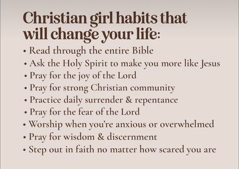 Holy Girl Habits, Christian Habits, Biblical Femininity, Holy Girl, Jesus Praying, Christian Girl, Joy Of The Lord, Fear Of The Lord, To Be Honest