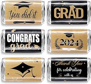 Pajean 120 Pcs 2024 Graduation Candy Bar Wrappers Graduation Stickers Mini Candy Bar Wrappers Graduation Party Candy Favor of 2024 Graduation Themed Graduation Candy Bar, Candy Making Supplies, Graduation Candy, Graduation Stickers, Party Candy, 2024 Graduation, Candy Favors, Candy Bar Wrappers, Bar Wrappers