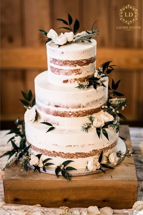 3-tier semi-naked white wedding cake for an elegant, bohemian wedding and reception held at Saddle Woods Farm in Nashville, Tennessee #wedding #cake #bohemian Rustic Wedding Cakes, Wedding Cake White, 3 Tier Wedding Cakes, Chocolate Wedding, Cake White, Dream Wedding Cake, Chocolate Wedding Cake, Wedding Cake Rustic, Rustic Wedding Cake