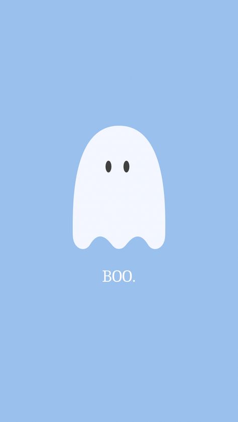 Blue background with cute ghost and the words boo written underneath ghost Blue Autumn Wallpaper Iphone, Blue Fall Aesthetic Wallpaper, Blue Fall Background, Halloween Blue Aesthetic, Blue Halloween Background, Blue Fall Wallpaper Iphone, Halloween Wallpaper Blue, Blue Halloween Wallpaper, Blue Fall Aesthetic