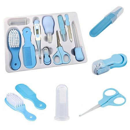 10 Pcs Portable Newborn Baby Grooming Tool Kits Baby Health Care Set Safety Cutter Nail Care Set for Baby Children (Blue) Baby Care Kit, Baby Nail Clippers, Nose Cleaner, Baby Grooming, Newborn Baby Care, Baby Nails, Tool Kits, Foto Baby, Baby Kit