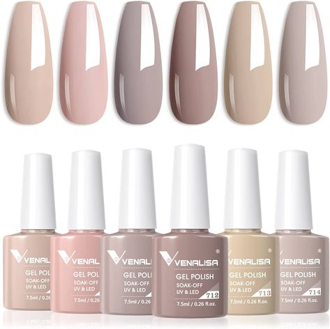 Amazon.com: VENALISA - Juego de esmaltes de uñas de gel color nude, 6 colores, rosa, para todas las estaciones, tonos de piel, kit de esmalte neutro, manicura en casa, regalos de salón : Belleza y Cuidado Personal Manicure Nude Color, Pink Gel Polish, Neutral Polish, Uv Nail Polish, Salon Gifts, Fall Gel Nails, Nail Art Salon, Pink Gel, Nail Polish Kits