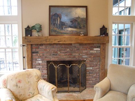 Mantle Surround Made From Reclaimed Wood http://www.woodboardsandbeams.com Stairs By Fireplace, Stairs Behind Fireplace, Rustic Fireplace Screens, Wood Mantles, Rustic Fireplace Mantle, Fireplace Mantels Ideas, Reclaimed Wood Mantel, Fireplace Mantel Designs, Antique Fireplace Mantels