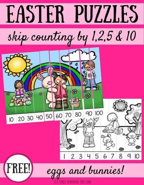 Easter Learning Activities, Skip Counting Puzzles, April Ideas, Easter Activities For Preschool, Counting In 5s, Preschool Easter, Easter Puzzles, Easter Classroom, Folder Activities