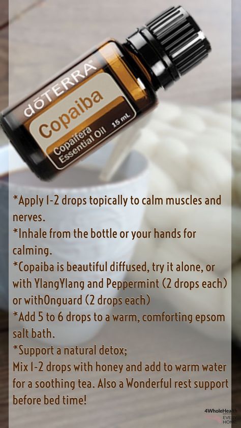 Doterra Copaiba, Copaiba Oil, Essential Oil Perfumes Recipes, Copaiba Essential Oil, Doterra Oil, Essential Oil Education, Essential Oils For Pain, Essential Oil Diffuser Blends Recipes, Essential Oil Remedy