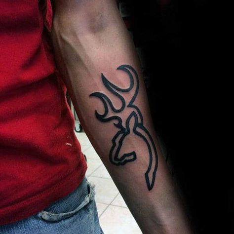 40 Browning Tattoos For Men - Deer Ink Design Ideas Buck Tattoo, Browning Symbol, Tattoos Family, Browning Buckmark, Family Guys, Browning Tattoo, Hunting Tattoos, Country Tattoos, Mark Tattoo