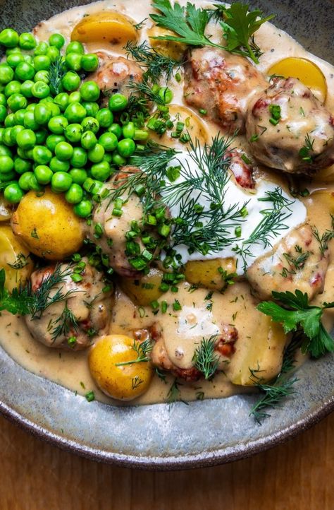 Dennis Prescott, Meatball Stew, Pork Stew, Meatball Soup, Meatball Ingredients, Puff Pastry Sheets, Swedish Meatballs, Panko Bread Crumbs, Pastry Sheets