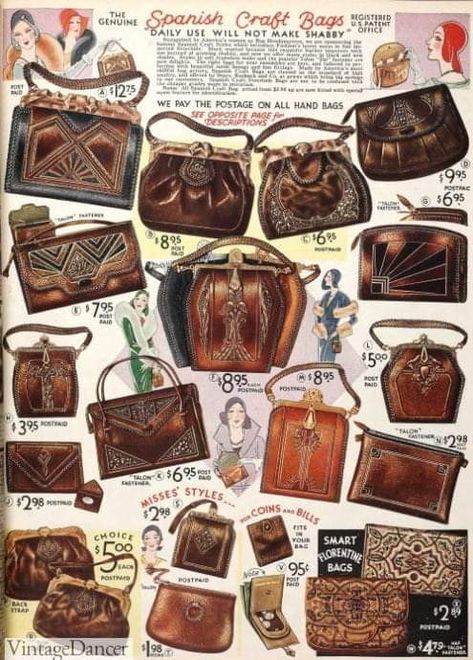 Vintage Bag Pattern, 20’s Style, Bag Styles, Tooled Leather Bag, Tooled Leather Purse, Textile Bag, Vintage Leather Bag, Handbag Heaven, Vintage Tattoo