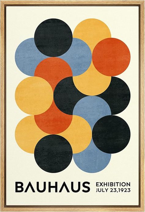 Amazon.com: MUDECOR Framed Canvas Print Wall Art Geometric Colorful Circle Bauhaus Polygon Abstract Shapes Illustrations Fine Art Mid-Century Modern Multicolor for Living Room, Bedroom, Office - 16"x24" NATURAL: Posters & Prints Bauhaus Illustration, Bauhaus Poster Design, Fun Abstract Art, Bauhaus Colors, Bauhaus Pattern, Black Posters, Modern Pattern Geometric, Mid Century Modern Artwork, Colorful Circle