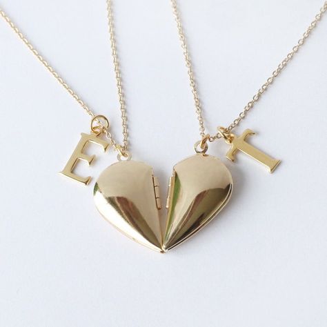 Love Locket, Best Friends Necklace, Locket Necklaces, Friends Necklace, Half Heart, Perfect Gift For Boyfriend, Initial Necklaces, Bff Necklaces, Gift Boyfriend