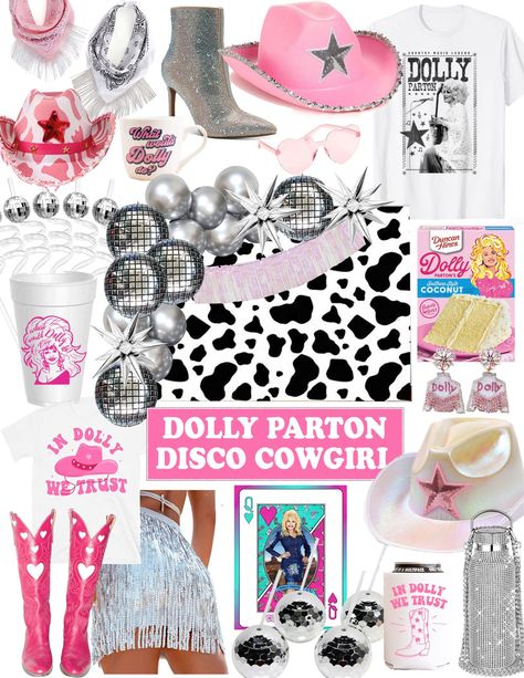 50th Birthday Rodeo Theme, Cowgirls Party Ideas, Nashville Birthday Decorations, Dolly Parton 21st Birthday, Dolly Disco Party, Dolly Parton Sweet 16, Yeehaw Birthday Party, 30th Cowgirl Party, Disco Cowgirl Themed Birthday Party