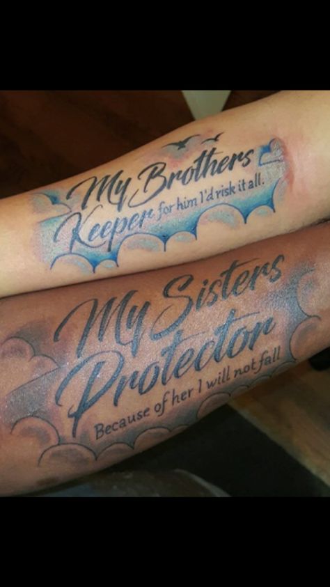 Sister Protector Tattoos, Keeper Tattoo Ideas, Protector Tattoo, Sister Symbols, My Sister's Keeper, Tattoo Sister, Father Daughter Tattoos, My Sisters Keeper, Foot Tattoos For Women