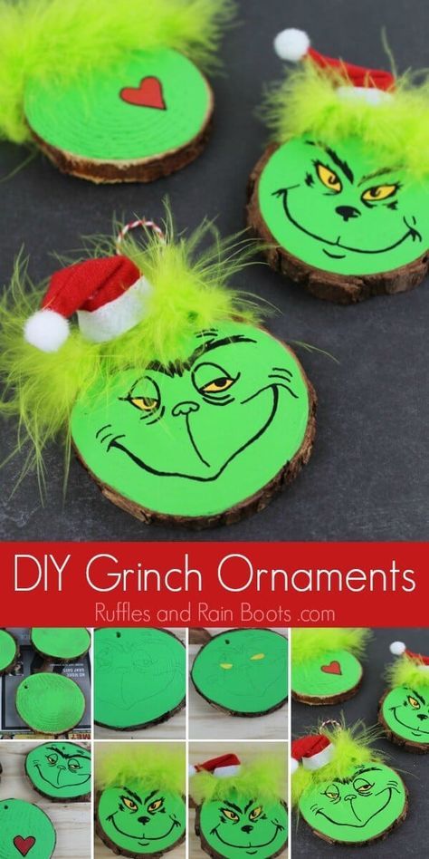 Diy Grinch, Grinch Ornament, Grinch Crafts, Grinch Decorations, Grinch Christmas Party, Grinch Christmas Tree, Grinch Christmas Decorations, Grinch Ornaments, Wood Christmas Ornaments