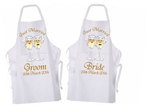 Bride And Bridesmaids, Personalized Aprons, Wedding Breakfast, Wedding Souvenirs, Personalised Wedding, Brides And Bridesmaids, Personalized Wedding Gifts, Wedding Supplies, Just Married