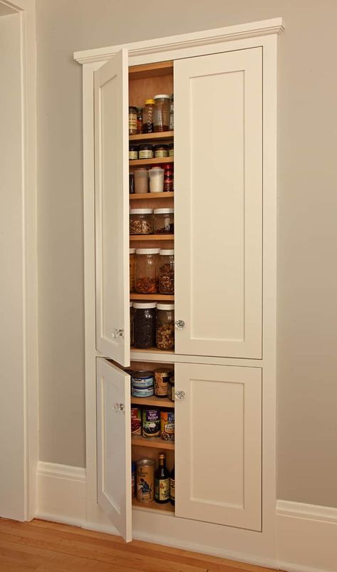 Unfitted Kitchen, Moms Kitchen, Recessed Shelves, Clever Kitchen Storage, Craftsman Kitchen, Bath Ideas, Pantry Door, Garage Ideas, Stud Walls