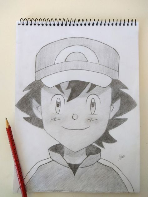 Pokemon Sketches Pencil, How To Draw Ash, Ash Ketchum Pokemon, Pokemon Sketch, Sketches Pencil, Ash Ketchum, Pencil And Paper, Drawing Ideas, To Draw